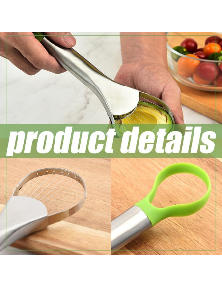 Cortador de Aguacate Wvapzwr 2 en 1 Acero Inoxidable 24 cm Cortador de Aguacate Wvapzwr 2 en 1 Acero Inoxidable 24 cm