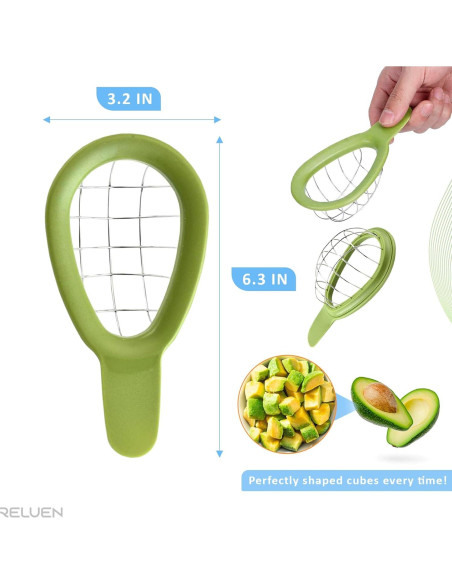 Cortador de Aguacate Reluen 3 en 1 - Mango Ergonómico 16 cm Cortador de Aguacate Reluen 3 en 1 - Mango Ergonómico 16 cm