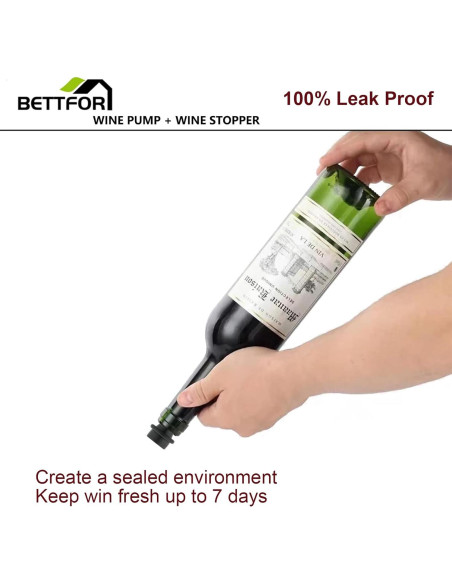 Bomba de vacío para vino BETTFOR + 4 tapones reutilizables Bomba de vacío para vino BETTFOR + 4 tapones reutilizables