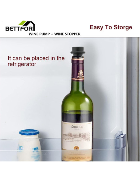 Bomba de vacío para vino BETTFOR + 4 tapones reutilizables Bomba de vacío para vino BETTFOR + 4 tapones reutilizables