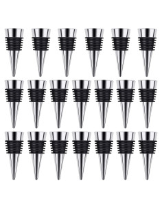 Tapones de Vino Reutilizables Tengfy Plateados - 20 Piezas