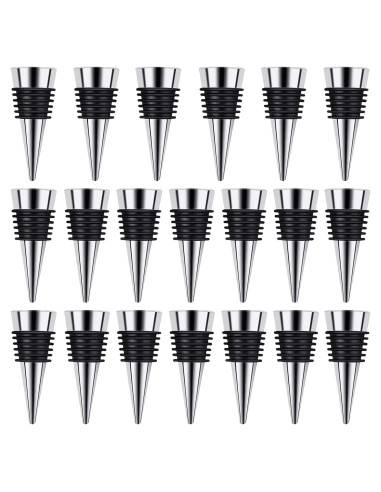 Tapones de Vino Reutilizables Tengfy Plateados - 20 Piezas