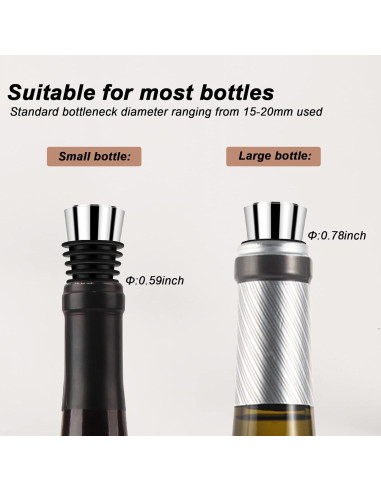 Tapones de Vino Reutilizables Tengfy Plateados - 20 Piezas