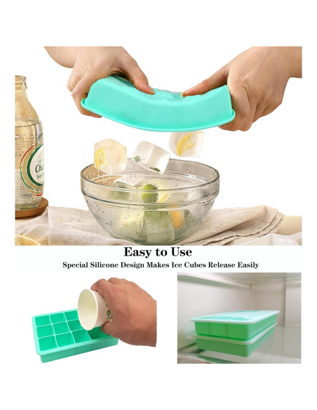 Bandejas de Cubos de Hielo de Silicona DCCPAA - 2 Piezas, 15 Moldes Bandejas de Cubos de Hielo de Silicona DCCPAA - 2 Piezas, 15 Moldes