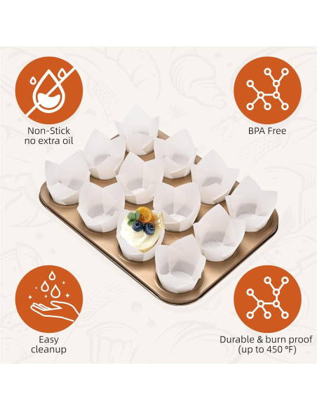 200 Forros de Cupcake Tulipán Blanco JIRNGLA - Papel Parchment 200 Forros de Cupcake Tulipán Blanco JIRNGLA - Papel Parchment