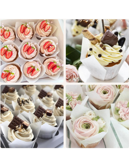 200 Forros de Cupcake Tulipán Blanco JIRNGLA - Papel Parchment 200 Forros de Cupcake Tulipán Blanco JIRNGLA - Papel Parchment