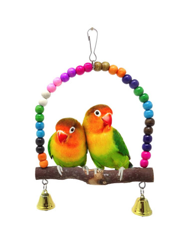 Columpio de Madera Honbay para Aves Pequeñas 16x15cm