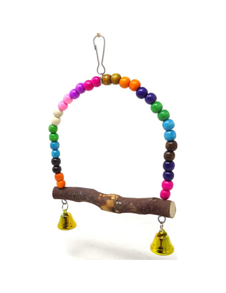 Columpio de Madera Honbay para Aves Pequeñas 16x15cm Columpio de Madera Honbay para Aves Pequeñas 16x15cm