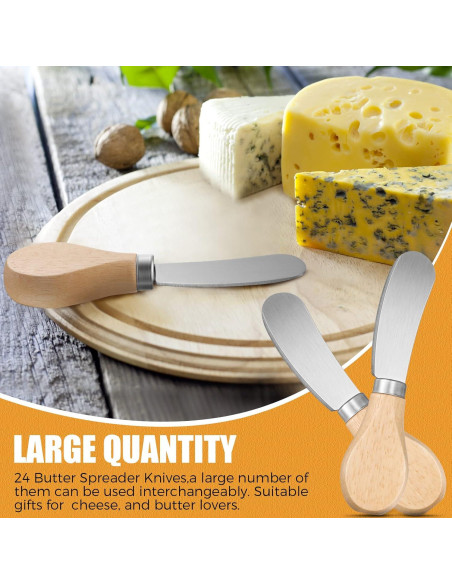 24 Espátulas de Acero Inoxidable Lanties para Queso y Mantequilla 24 Espátulas de Acero Inoxidable Lanties para Queso y Mantequilla