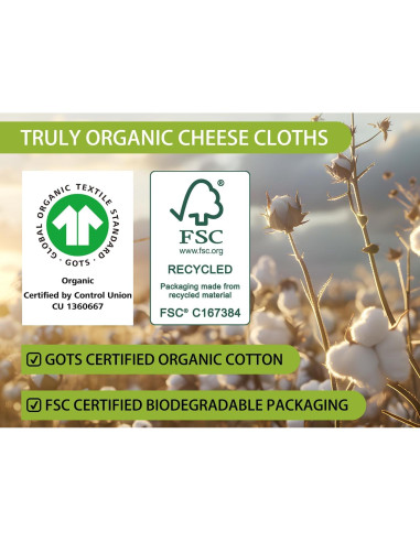 Paños de Queso Orgánicos Olicity 20x20 cm 2PCS Certificados GOTS