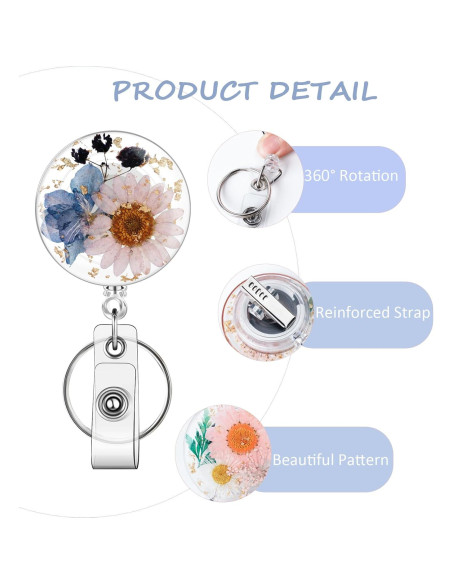 3 Ruedas de Insignia Floral HLQHXWHZT - Clip Retráctil 4 cm 3 Ruedas de Insignia Floral HLQHXWHZT - Clip Retráctil 4 cm