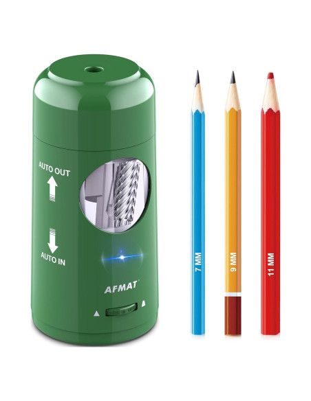 Sacapuntas Eléctrico AFMAT Verde Recargable para Lápices 7-11.5mm Sacapuntas Eléctrico AFMAT Verde Recargable para Lápices 7-11.5mm