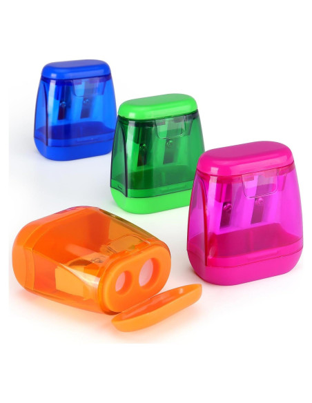 Paquete de 4 Sacapuntas Doble Agujero Hutou - Colores Variados Paquete de 4 Sacapuntas Doble Agujero Hutou - Colores Variados