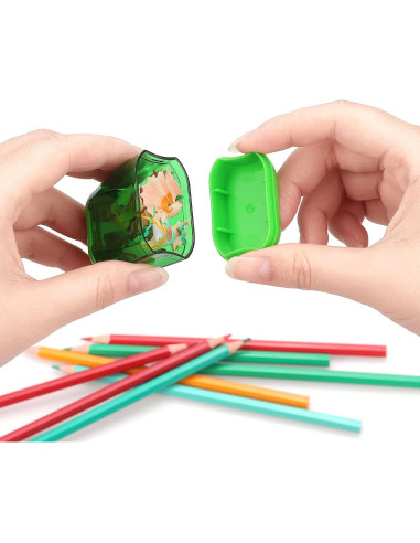 Paquete de 4 Sacapuntas Doble Agujero Hutou - Colores Variados