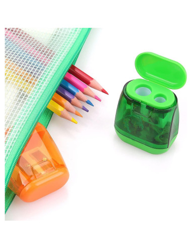 Paquete de 4 Sacapuntas Doble Agujero Hutou - Colores Variados