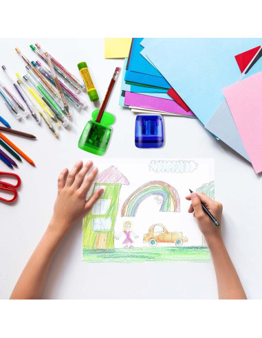 Set de 12 Sacapuntas Manuales Yuntop Doble Agujero Plástico
