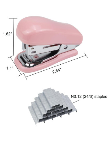 Grapadora Mini Aacehlh Rosa con 750 Grapas y Removedor