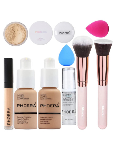 Set de Maquillaje PHOERA - Base, Polvo, Corrector y Brochas Set de Maquillaje PHOERA - Base, Polvo, Corrector y Brochas