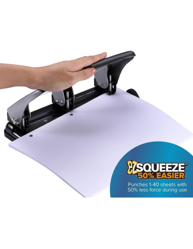 Perforadora Bostitch Office EZ Squeeze 3 Agujeros 40 Hojas