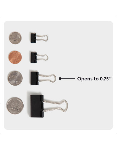 Clips de Carpeta U Brands 19 mm, 144 Unidades, Acero Negro