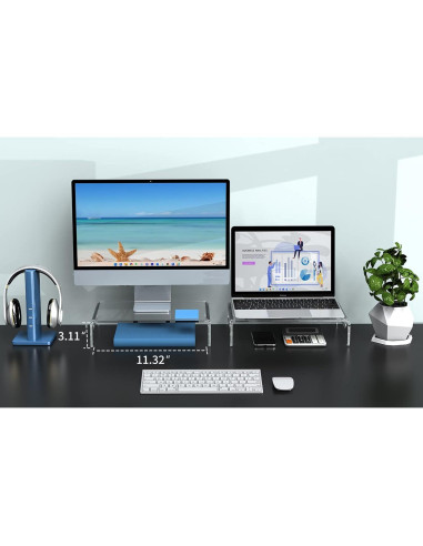 Soporte para Monitor Acrílico Zimilar - Elevador Ergonómico 20 kg