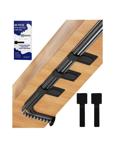 80 Corbatas de Cable Adhesivas BTPIEL - Organizador Negro