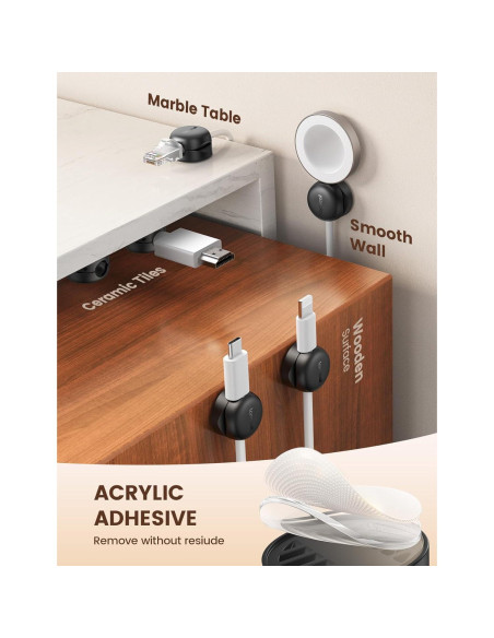 Organizador de Cables Lamicall 6Pack Clips Adhesivos 2.5-8mm Organizador de Cables Lamicall 6Pack Clips Adhesivos 2.5-8mm