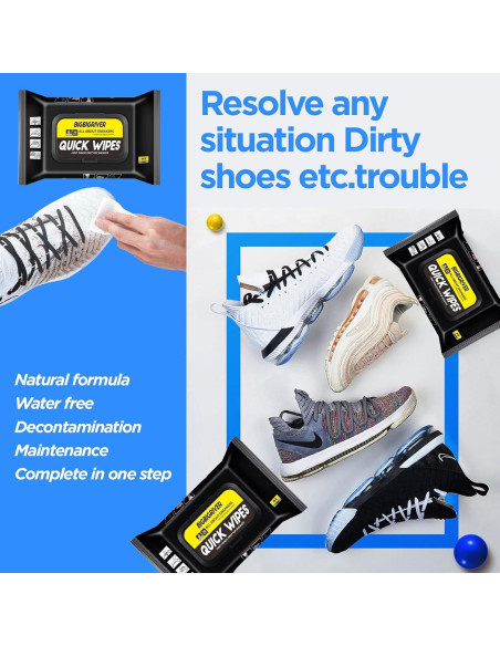 Toallitas limpiadoras para zapatos 2 Paquetes 60 Pcs Toallitas limpiadoras para zapatos 2 Paquetes 60 Pcs