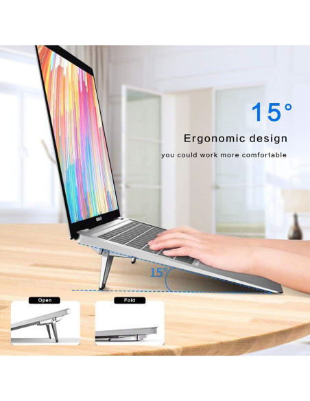 Soporte Ergonómico para Laptop ELE DEPI Plata 2 Piezas 12-20" Soporte Ergonómico para Laptop ELE DEPI Plata 2 Piezas 12-20"