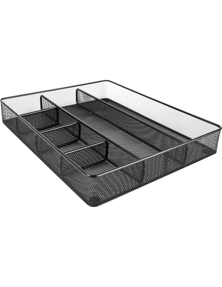 Organizador de Cajón de Escritorio Amazon Basics, Malla Negra, 6 Compartimentos Organizador de Cajón de Escritorio Amazon Basics, Malla Negra, 6 Compartimentos