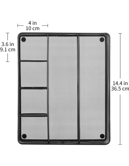 Organizador de Cajón de Escritorio Amazon Basics, Malla Negra, 6 Compartimentos Organizador de Cajón de Escritorio Amazon Basics, Malla Negra, 6 Compartimentos