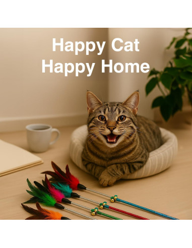 Set de Juguetes Interactivos para Gatos Paws Power - 5 Varitas con Plumas