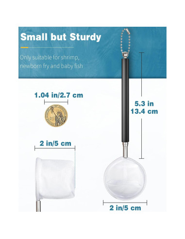 Red de Camarones Pawfly 5.08cm con Mango Telescópico Acero Inoxidable
