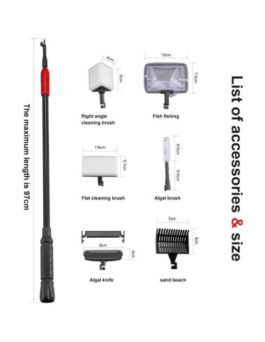 Kit de Limpieza de Acuario 6 en 1 UPETTOOLS con Mango Ajustable