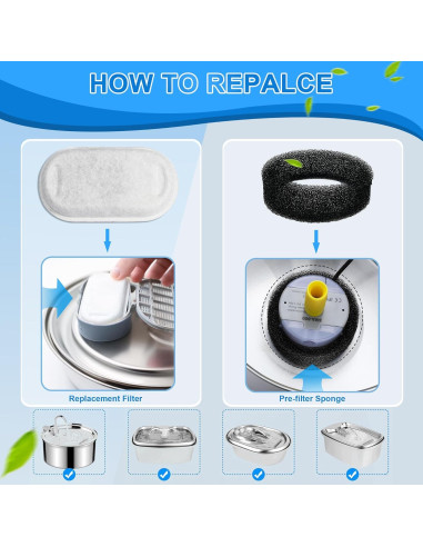 Filtros de Agua para Gatos Whksoy - 20 Filtros y Esponjas