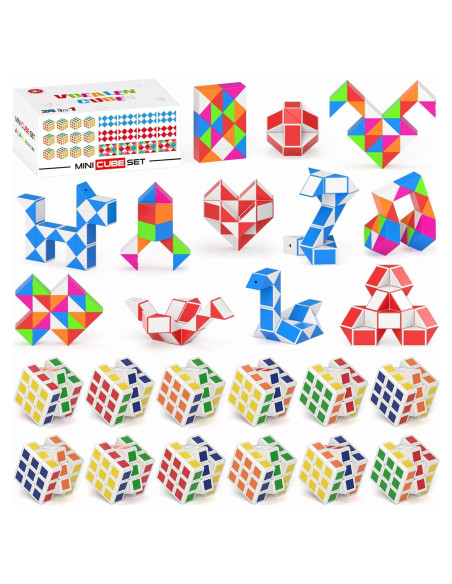 Set 24 Mini Cubos Fidget Vdealen - 12 Cubos 3x3 y 12 Cubos Serpiente Set 24 Mini Cubos Fidget Vdealen - 12 Cubos 3x3 y 12 Cubos Serpiente