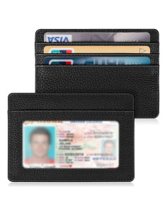 Billetera delgada Fintie con bloqueo RFID, 4 ranuras, negra