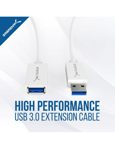 Cable de Extensión USB 3.0 Sabrent 0.91m Blanco CB-303W