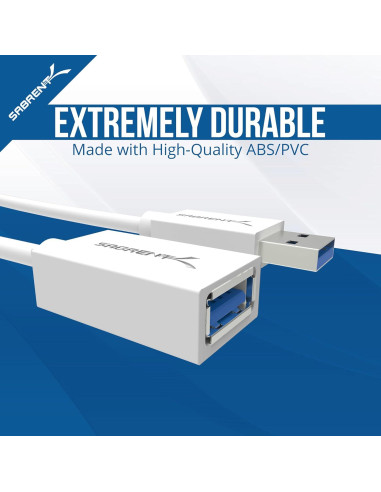 Cable de Extensión USB 3.0 Sabrent 0.91m Blanco CB-303W