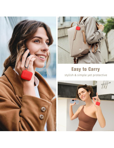 Funda Protectora de Silicona Hamile para AirPods Rojo