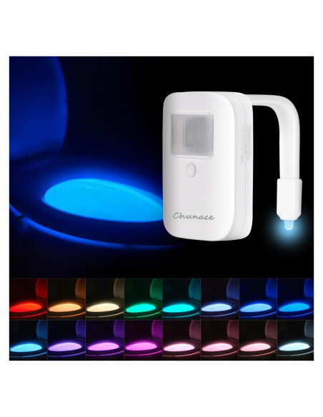 Luz Nocturna de Inodoro Recargable Chunace 16 Colores LED Luz Nocturna de Inodoro Recargable Chunace 16 Colores LED