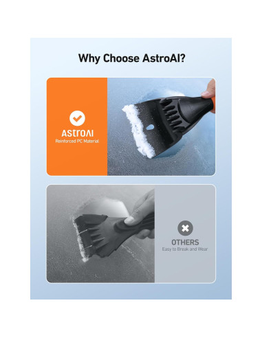 Raspador de Hielo AstroAI 11.43 cm para Coches y Camiones