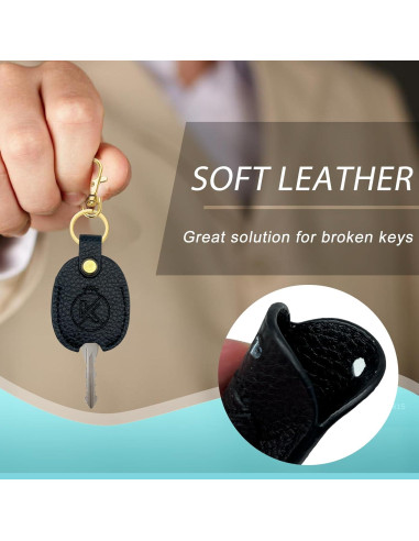 Funda de Llave de Cuero Suave KRSURERICHER Negra para Llaves Rotas