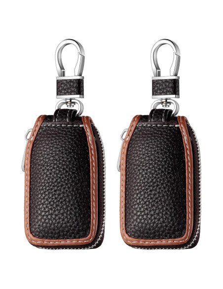 Funda de Llave de Coche Frienda 2 Piezas Cuero Marrón Funda de Llave de Coche Frienda 2 Piezas Cuero Marrón