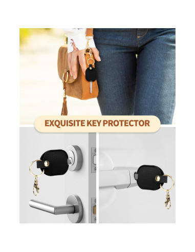 Funda de Llave de Coche de Cuero PU Negra - Protector Universal