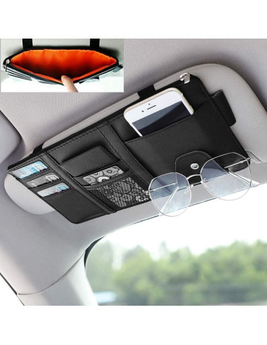 Organizador de Visera de Coche SEMBEM Negro con Múltiples Bolsillos