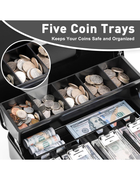 Caja de Dinero KYODOLED con Cerradura de Llave 30x24x9 cm Negra Caja de Dinero KYODOLED con Cerradura de Llave 30x24x9 cm Negra