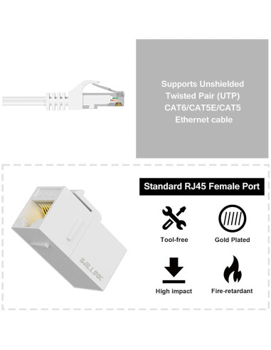 Acoplador Keystone RJ45 Cat6 Iwillink Hembra a Hembra 25-Pack