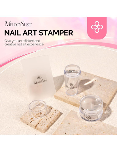 Kit de Estampado de Uñas MelodySusie 4PCS Silicona Transparente