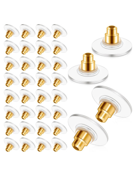200 Piezas Respaldo de Pendientes Oro Outus - Goma 200 Piezas Respaldo de Pendientes Oro Outus - Goma